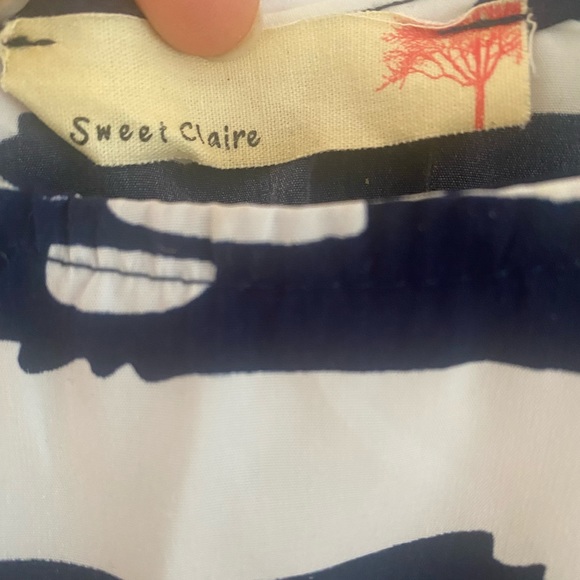 ⛵️Tank Sailboat Toile Noughties Navy White Breton Stripe Back Detail Sz M - Picture 3 of 4